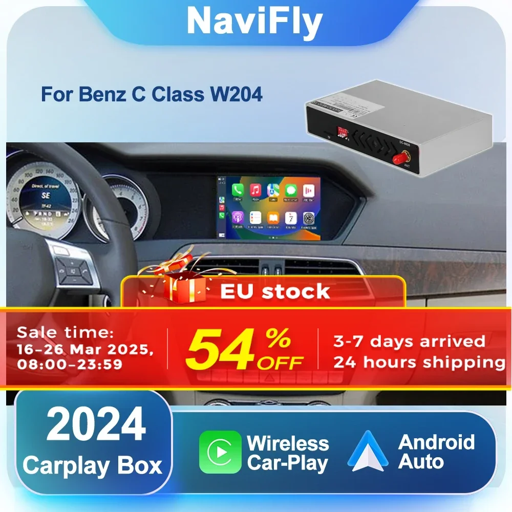 NaviFly Wireless CarPlay Android Auto Interface Box For Mercedes Benz C Class W204 C204 2011-2014 NTG4.5 Mirror Link AI BOX