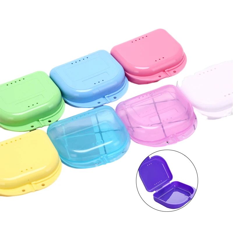 Retainer Case Mouth Guard Case Orthodontic Denture Storage Container Carabiner Hook Air Vent Holes Dental Teeth Retainer Box