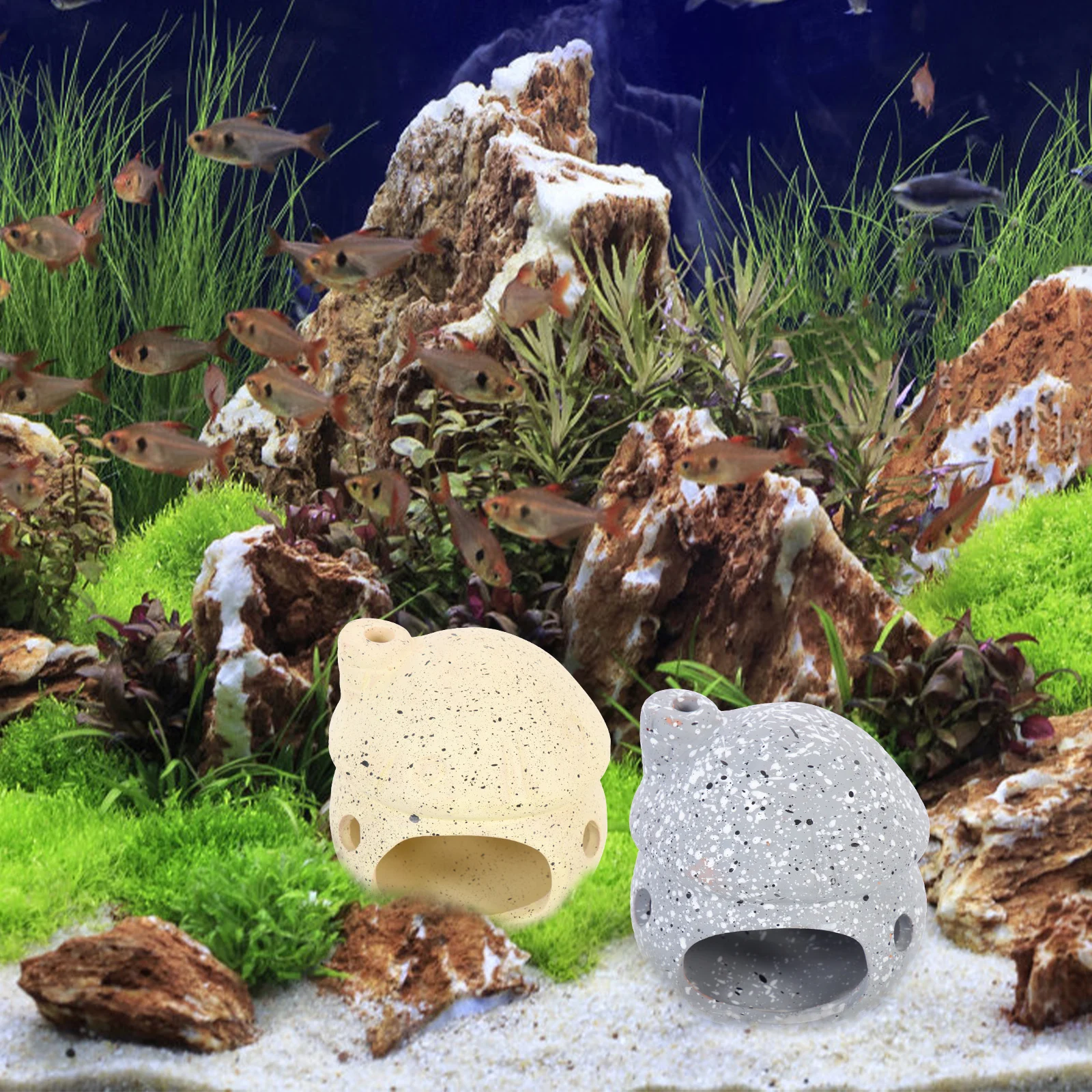 

2Pcs Colorful Decorative Fish Caves Aquarium Shelter Cave Realistic Shrimp Clay Pot Hideaway Habitat Aquarium Supply