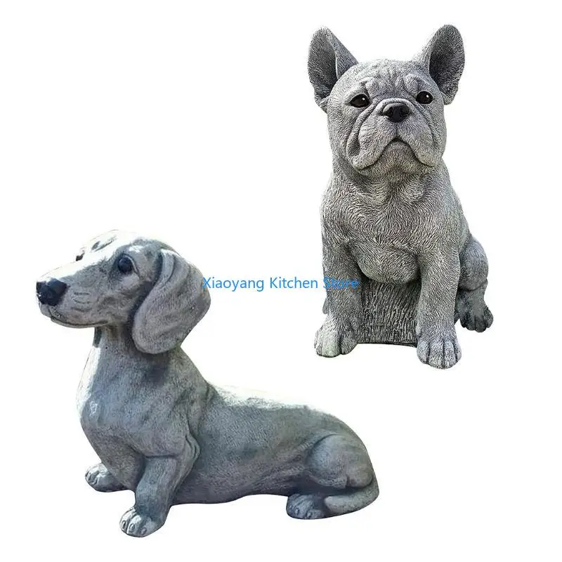 

69HC Pet Dog Statue Garden Decor Memorial Dog Figurines for Dog Lovers Sculpture Patio Lawn Yard Decorations