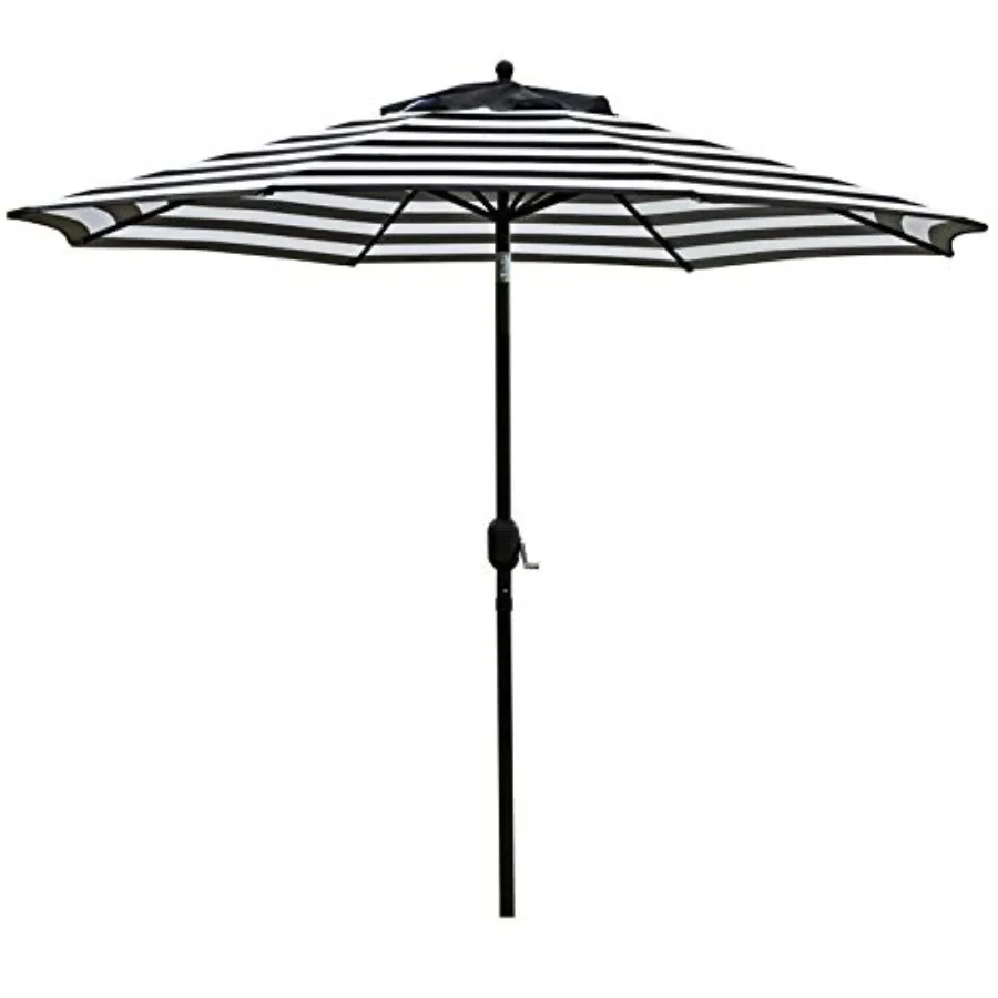 

9' Patio Umbrella Outdoor Table Umbrella with 8 Sturdy Ribs Black and White