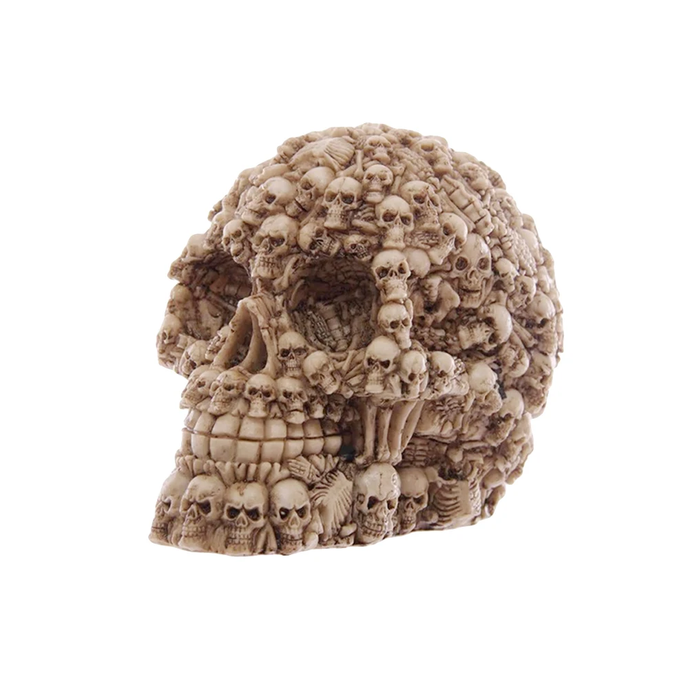 

High Quality Realistic Resin Skull Halloween Decoration Sculptures Exquisite Workmanship Special Coloring Gothic