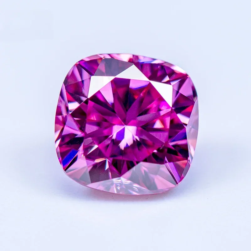Moissanite Stone Cushion Cut Pink Colour VVS1 with GRA Certificate for Gemstone Charms Advanced Jewelry Making Materials