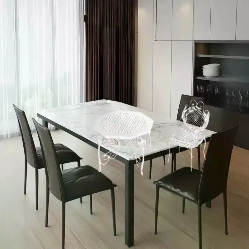 Simulation Mini Iron Octagonal Table & Chair Model, 1/12 Dollhouse Furniture Set, 3Pcs Pretend Play Toy for Kids