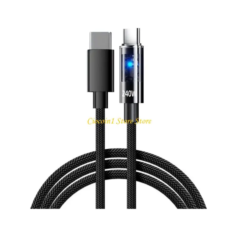 A3PC USB C Data Cable Rapid Charging Double Port Safety Chip Nylon Braided Cord