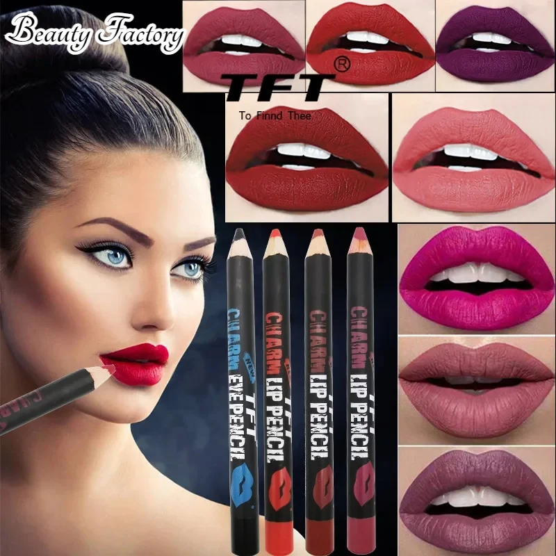 1Pc Lipstick Pencil Eyeshadow Pencil Matte Lip Liner Waterproof  Long Lasting Makeup Pens Easy To Wear Non-stick Cup