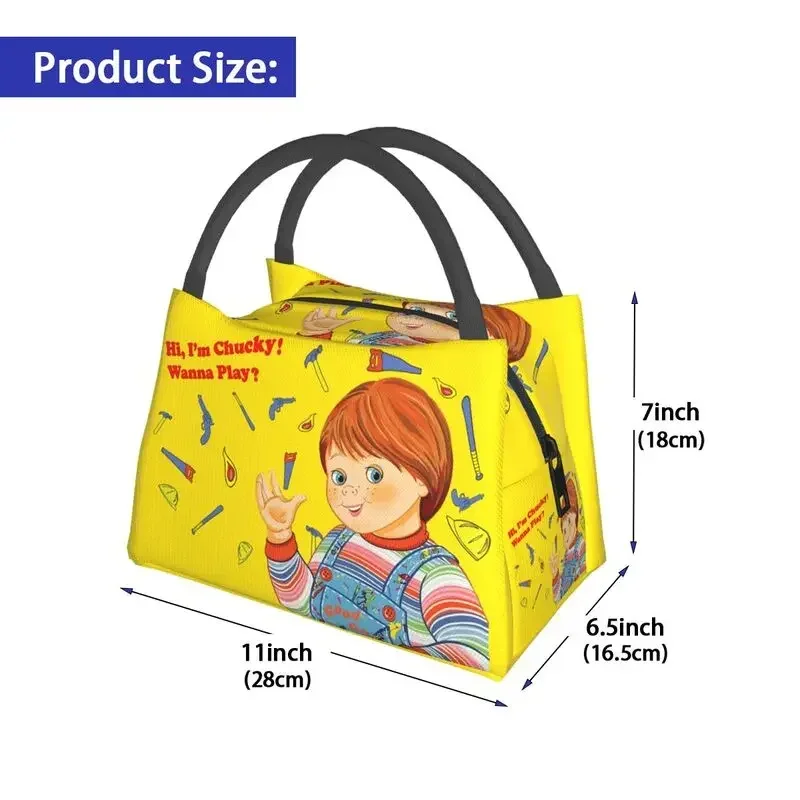 Chucky Good Guys Wanna Play Portable Lunch Boxes for Women Leakproof Child\'s Play Thermal Cooler Food Insulated Lunch Bag