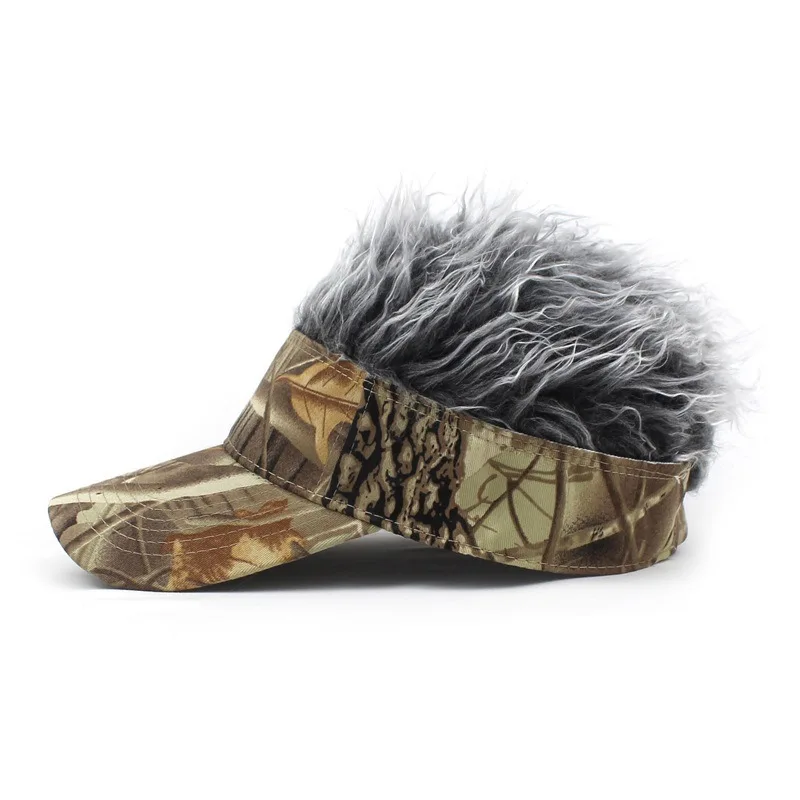 Blattbedruckte Perückenmütze mit Spikes für Herren – Golf-Baseballkappe, Outdoor-Sonnenschutz, synthetische Kurzhaarperücke, UV-Schutz-Visier – Detail 16
