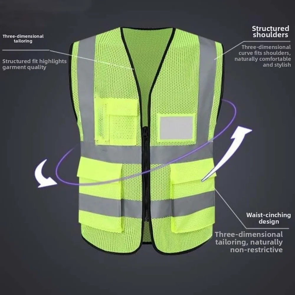 High Visibility Reflective Vest Warning One Size Outdoor Safety Clothing with Pocket Breathable Safety Running Gear Sports