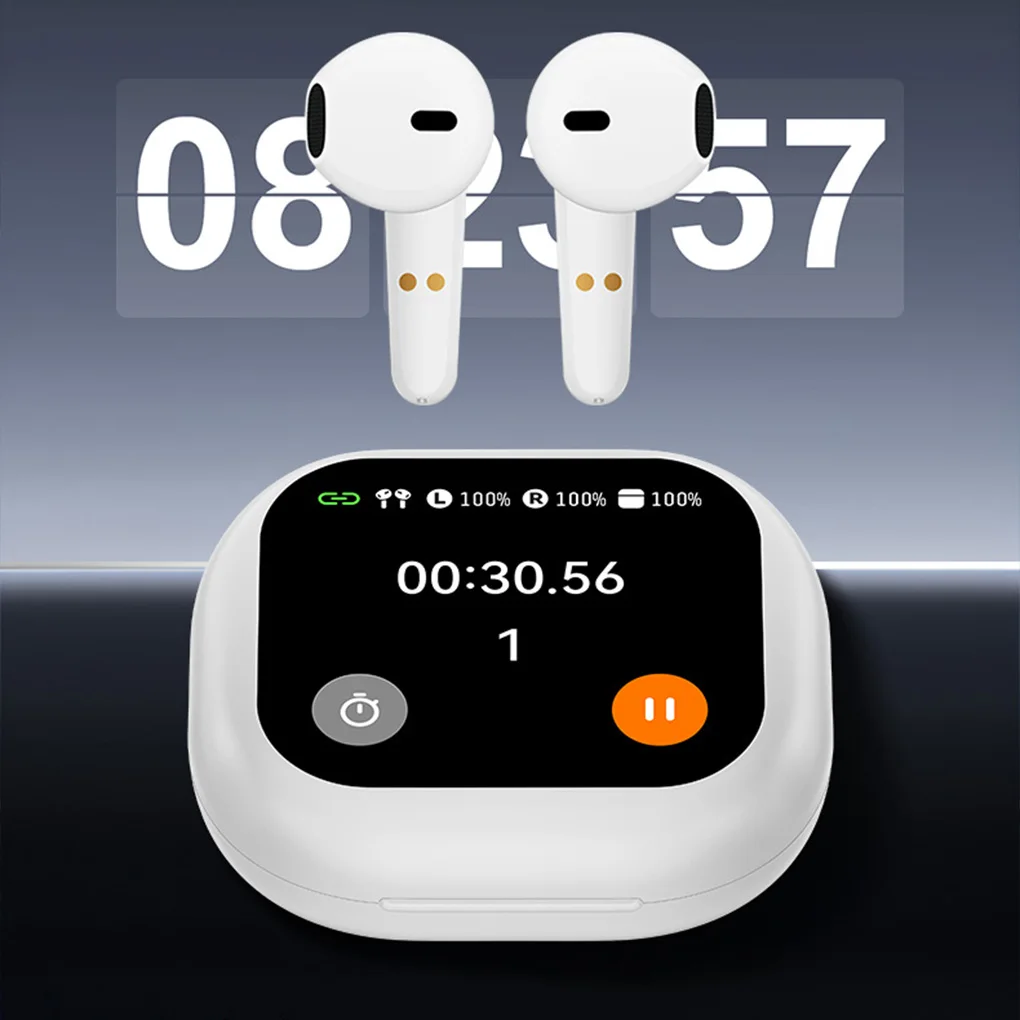 AI Translator Earphones Bluetooth 5.4 Sports Wireless Headphones Color Screen Noise Reduction Earphones Real-time Information