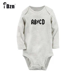 iDzn NEW AB CD Funny Rock Cute Baby Rompers Baby Boys Girls Fun Print Bodysuit Infant Long Sleeves Jumpsuit Kids Soft Clothes