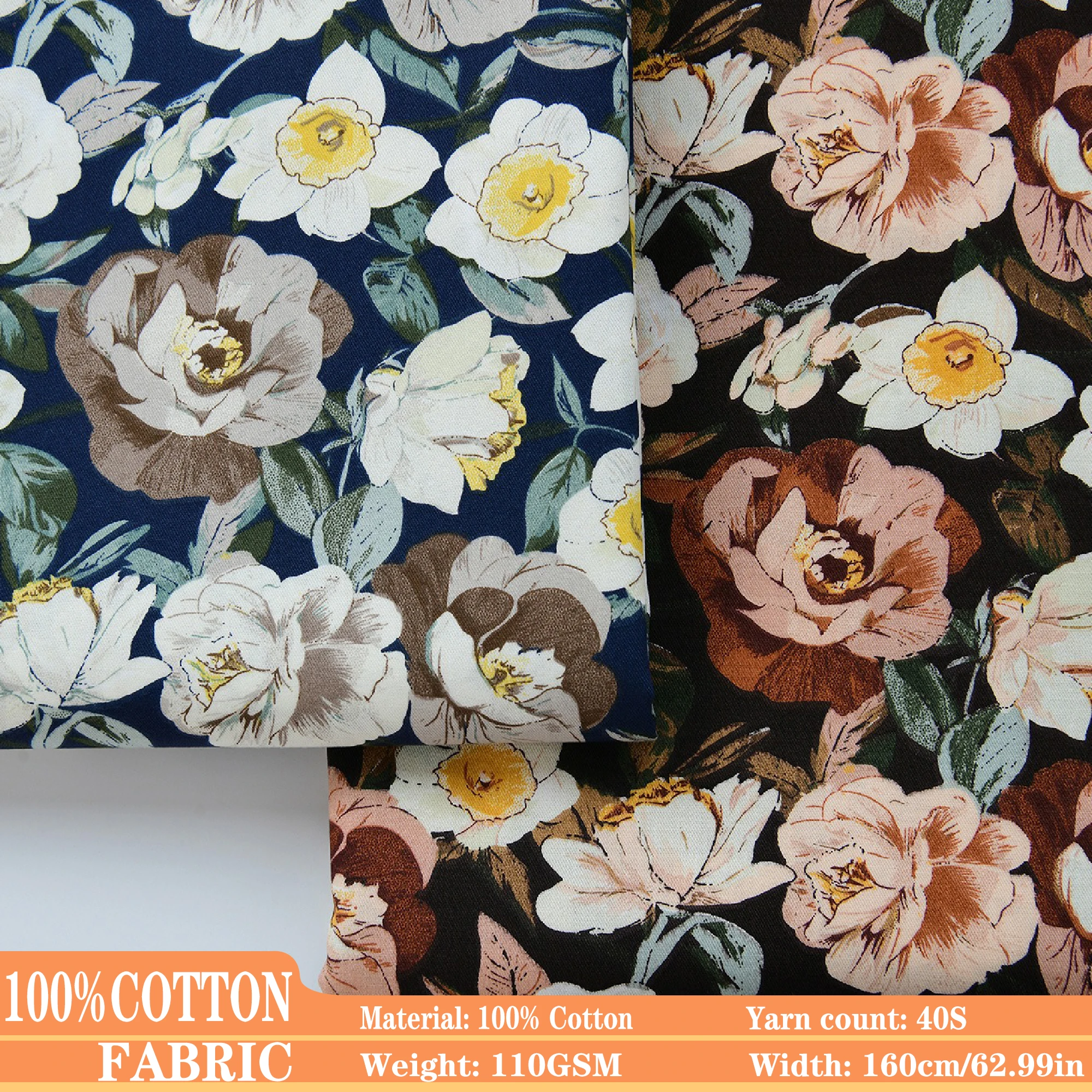 

Cotton Fabric, Liberty Tana Lawn Twill Print Skin-Friendly for Dresses shirt DIY Sewing Designer Cloth (by Meter)