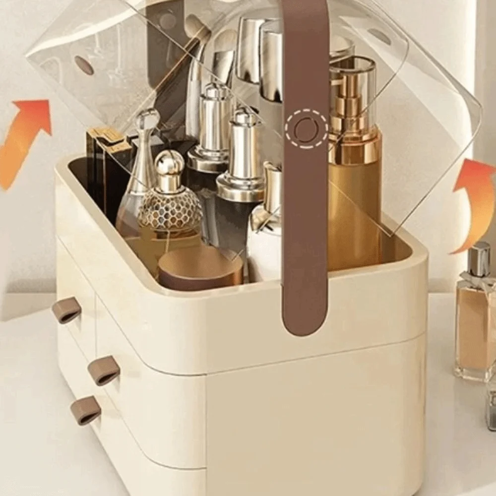 

Dustproof Cosmetics Storage Box Multi-function Container Makeup Organizers Plastic with Cover Large Makeup Box Dormitory