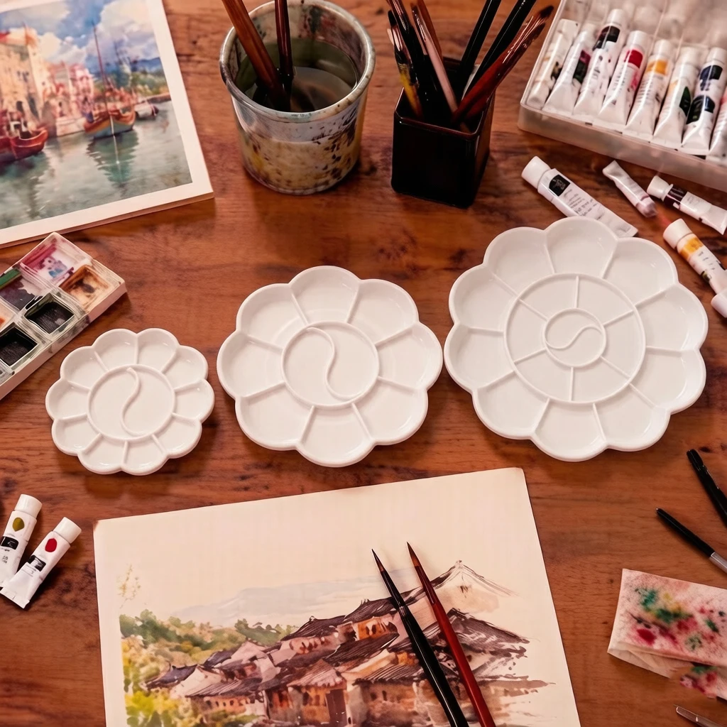Multi-Size Blossom Paint Palettes – S/M/L Trays for Precise Pigment Control, Detailed Work & Diverse Artistic Techniques TMZ