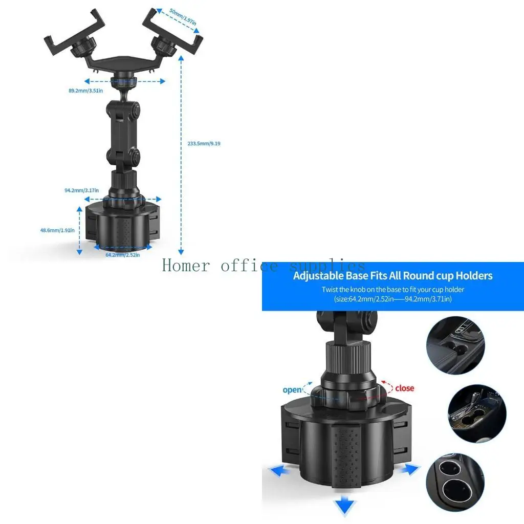 

K43B Universal Car Cup Holder Cellphone Mount Stand for 3-7 Inch Mobile Phones for Most Automobiles Adjustable