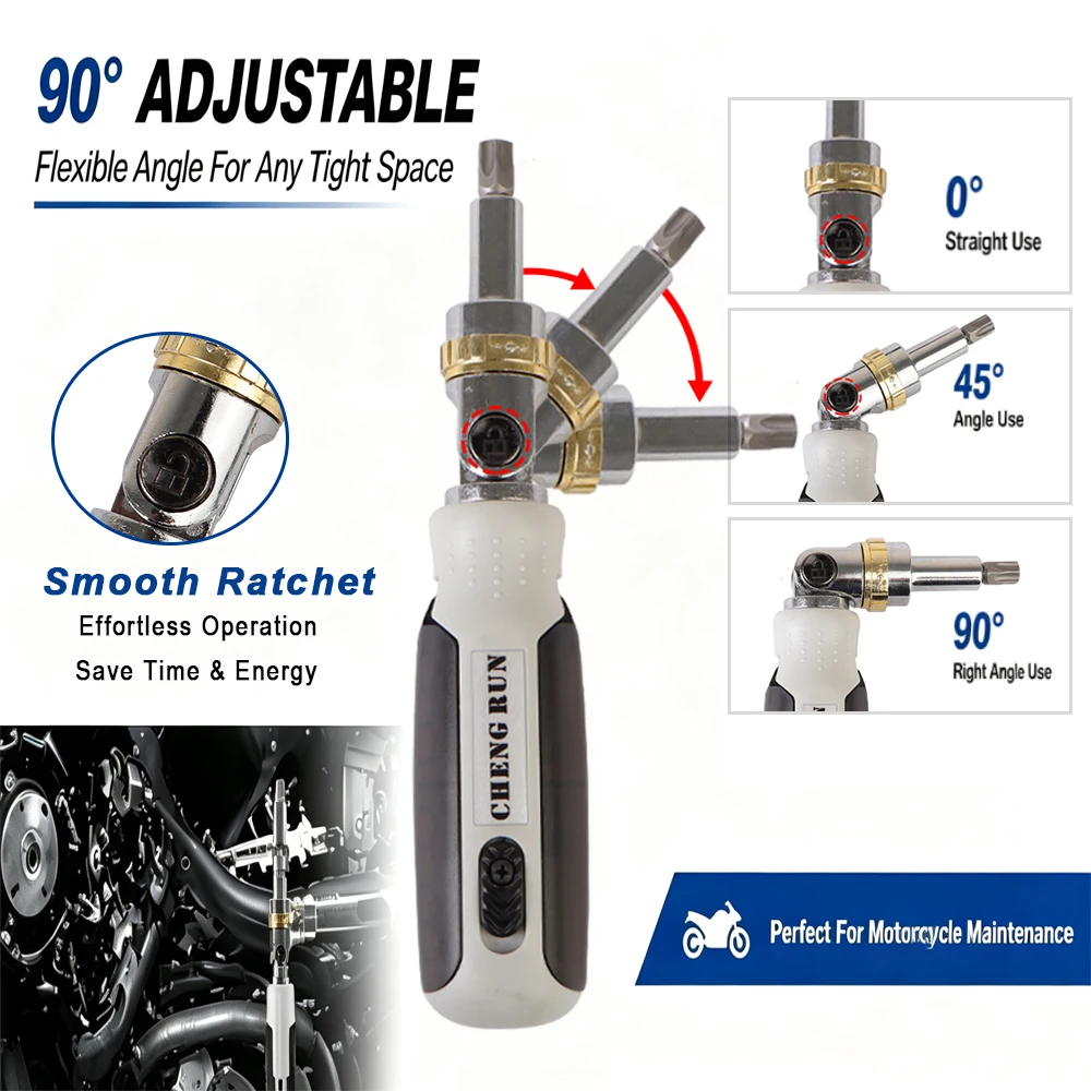 90° Adjustable Ratchet Handle Motorcycle Repair Tool Compatible With BMW R1250GS R1200GS F900R F900XR S1000RR G310GS Accessories