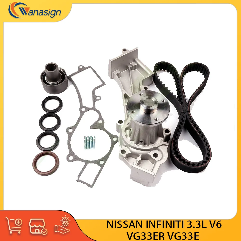 Timing Belt Kit Water Pump fit for Nissan INFINITI Frontier Xterra Pathfinder QX4 3.3L 3.3T V6 24V GAS SOHC 3.3 L VG33ER VG33E