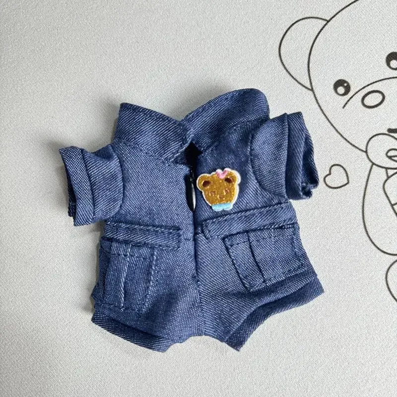 17 centimetri Carino Mini Peluche Vestiti della Bambola Vestito Accessori Per La Corea Kpop Eso Labubu Idol Bambole Denim Utensili Tuta Abbigliamento