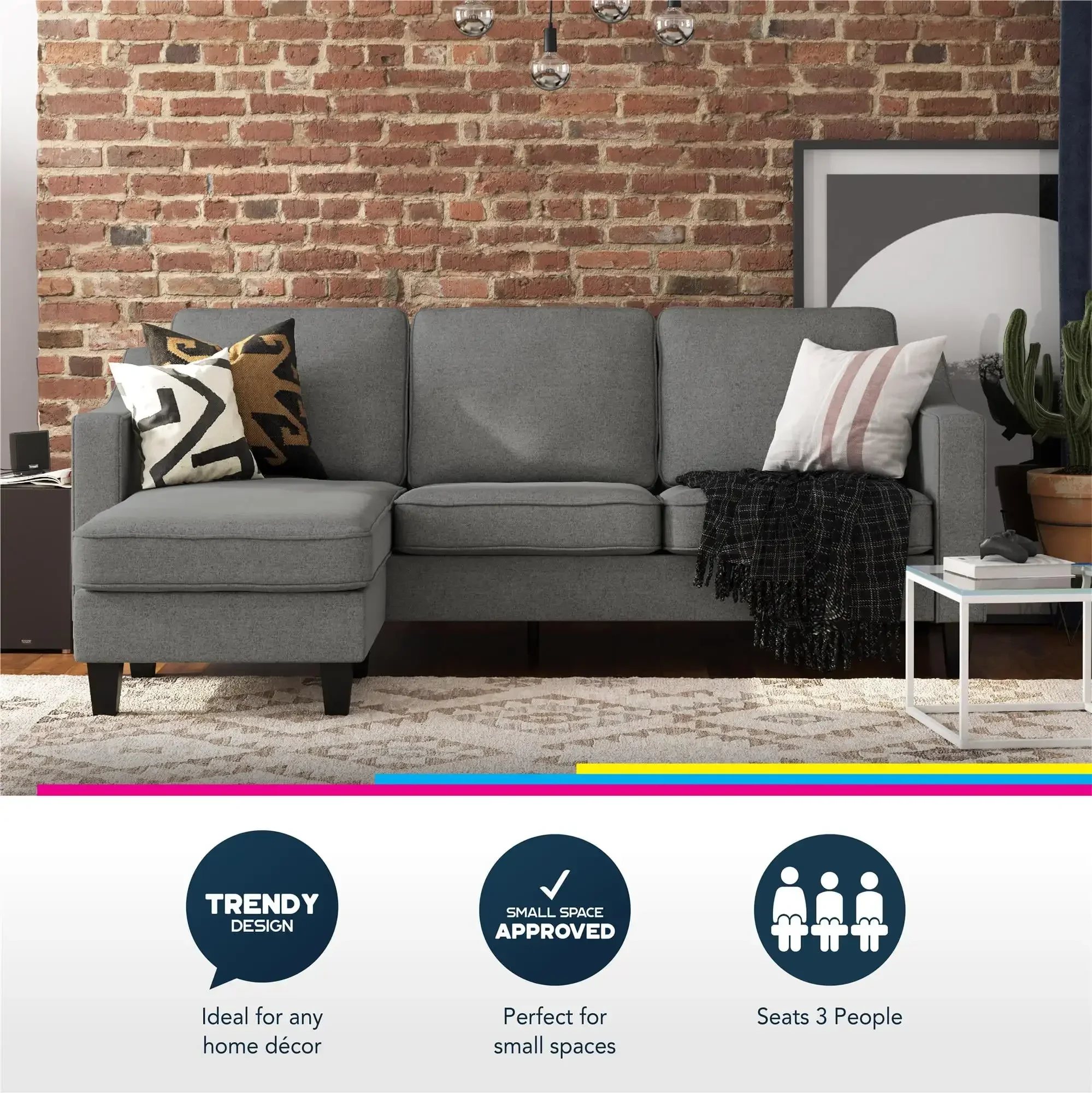 Brighton Wendesofa und Couch, Wohnzimmermöbel, Grau