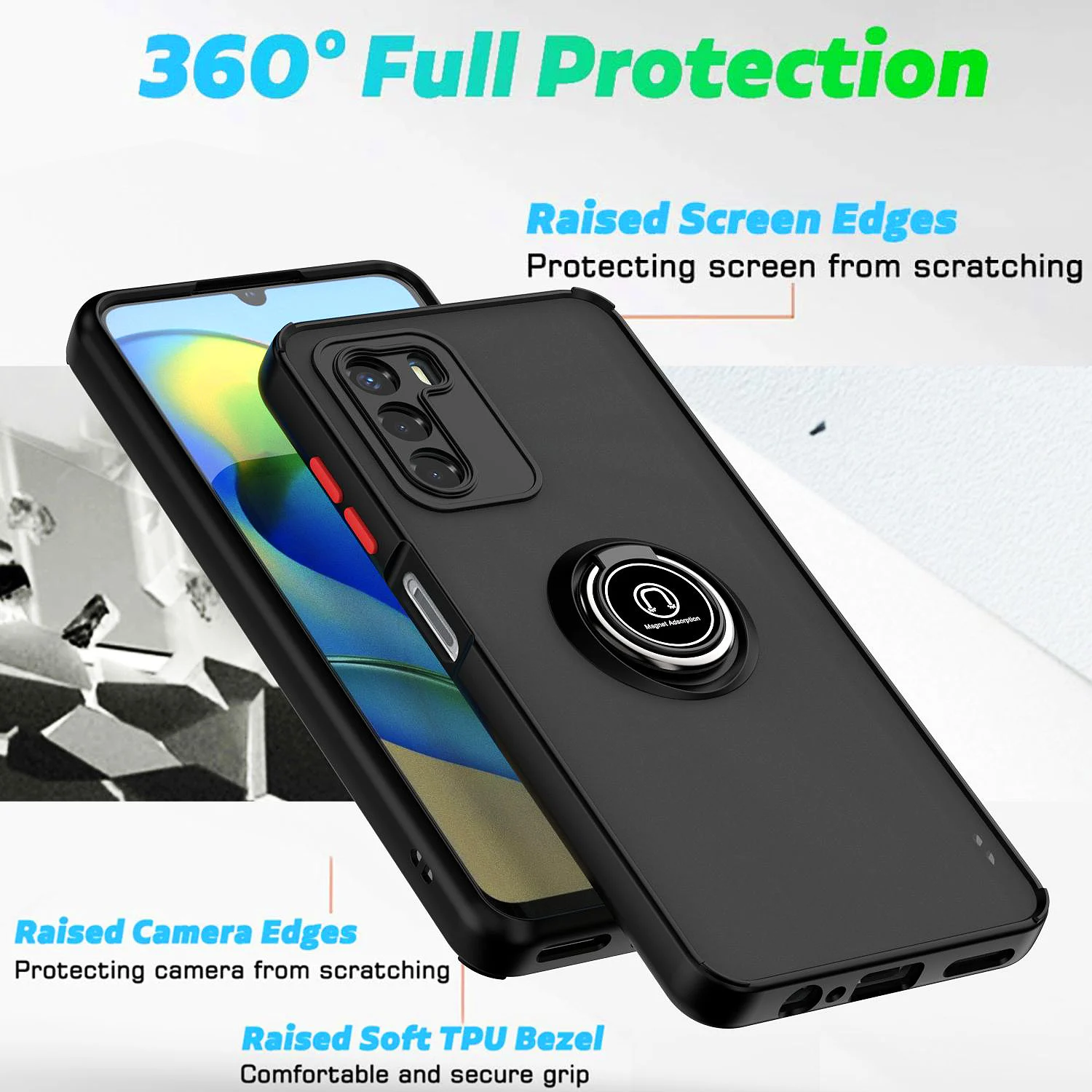 For Moto  G51 G60 G50 G30 G20  E30 E50 Fusion Neo Pro UItra Motorola G42 G52 G22 G31 G41 Ring case  Holder Stand Hard PC Cover view 5