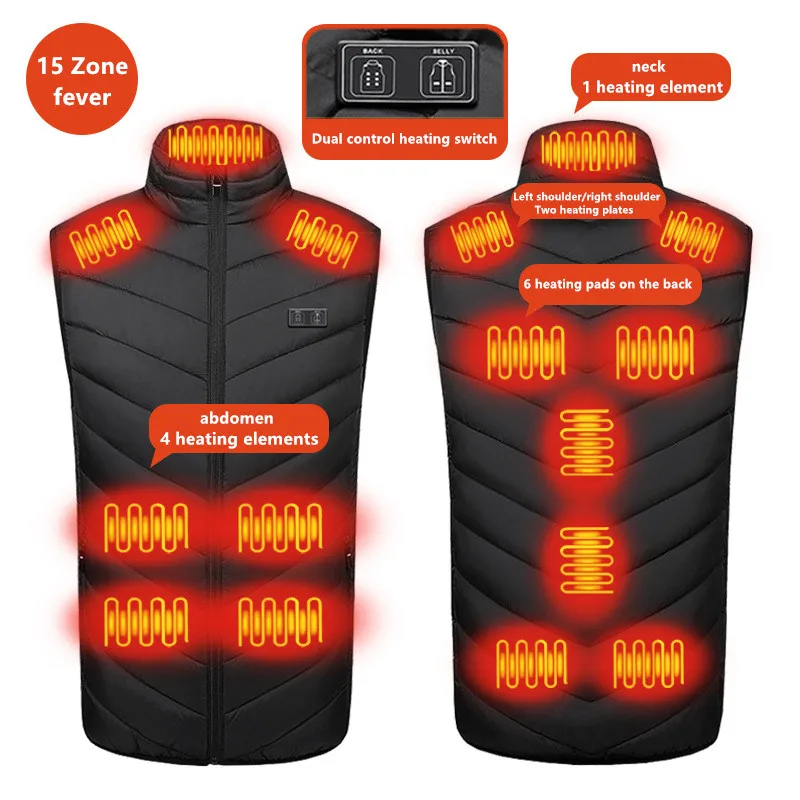Neue Männer Casual Stehkragen Im Freien Warme Elektrische Weste Winter Usb Port Intelligente Heizung Ärmellose Mantel (Keine Power Bank) – Detail 8