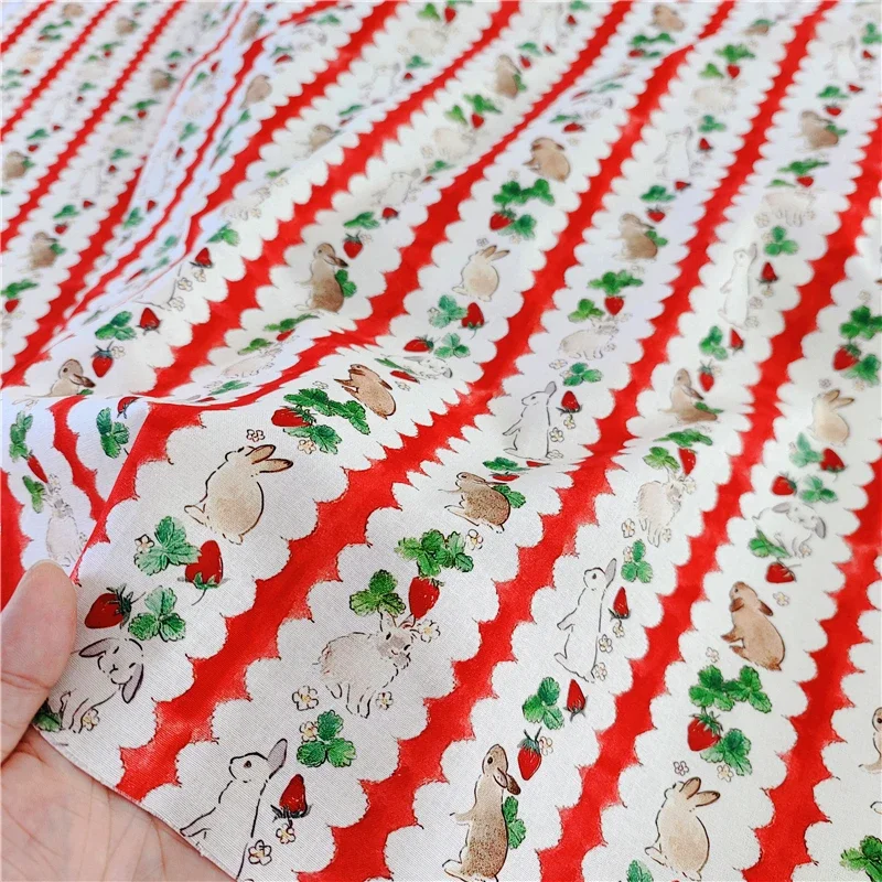 

Хлопчатобумажная ткань 100-метрового цвета с принтом кролика для скатерти, детское платье, сумка, одежда для малышей, распиловка своими руками, мультяшные ткани