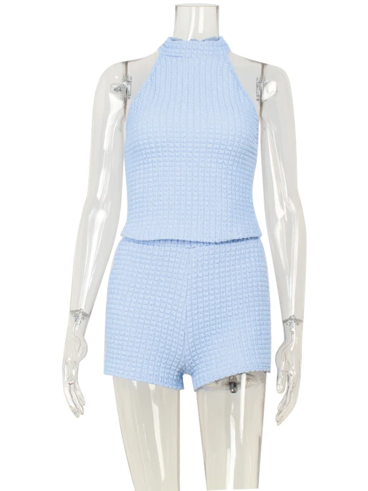 Halter Neck Women's 2-Piece Backless Tracksuit Set