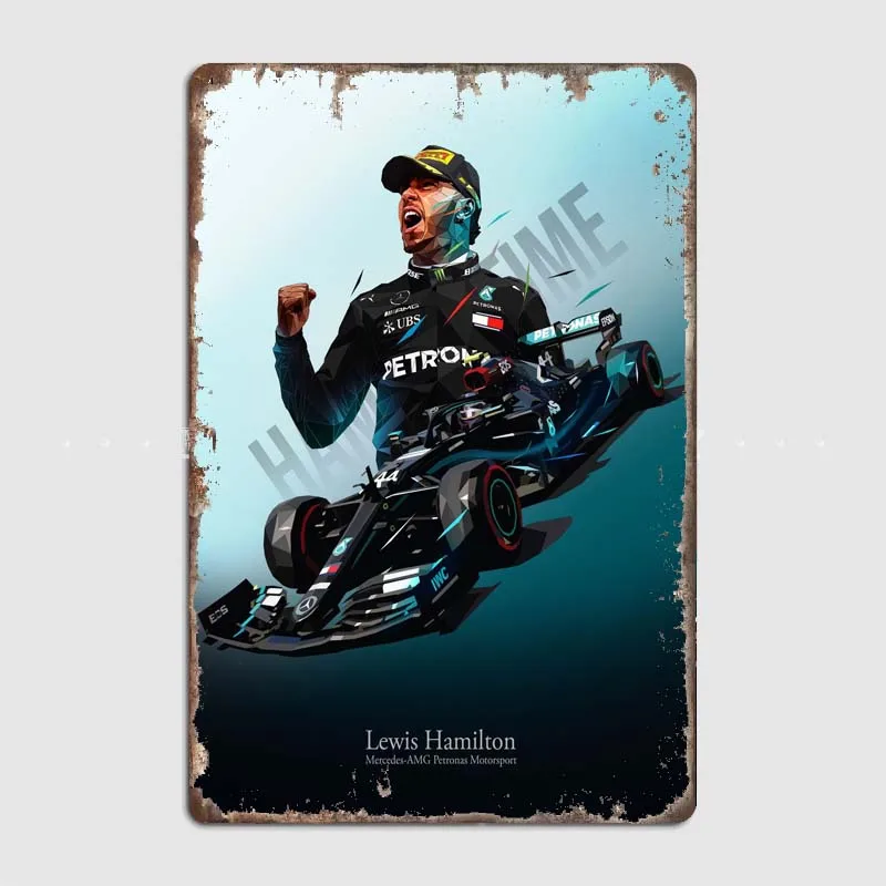 Lewis Hamilton 2020 Printed Tin Plaque Poster with Modern Gaming Theme, Metal Sign Wall Decor for Gaming Room or Bedroom