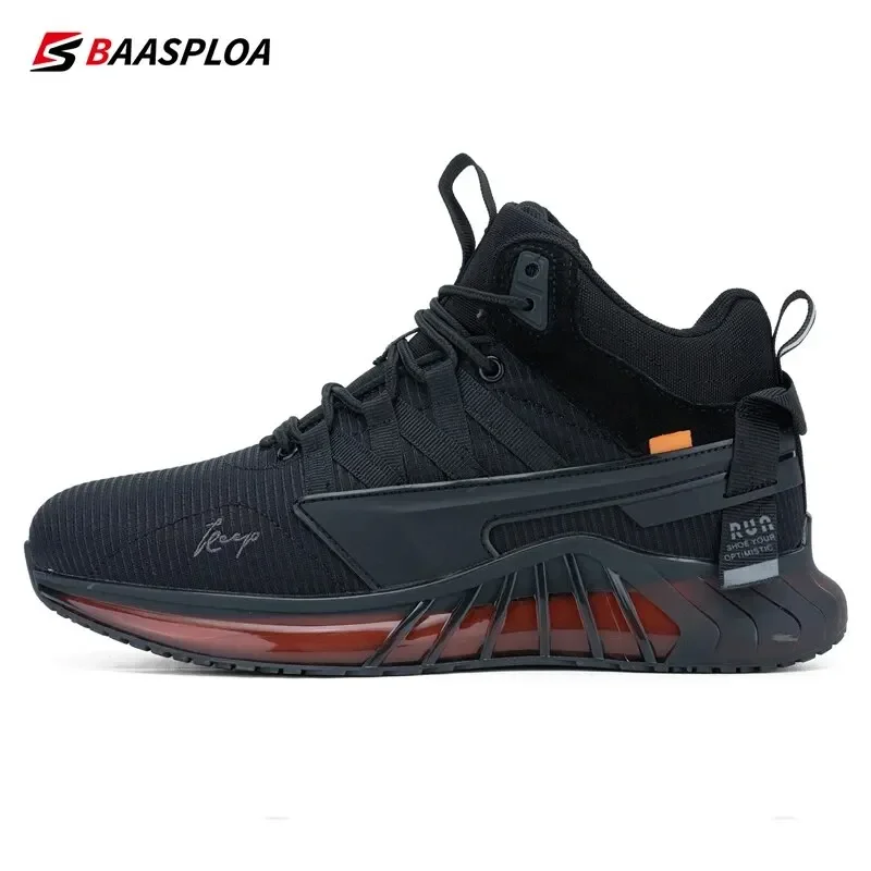 Baasploa Men Winter Sneakers Plush Warm Cotton Shoes For Men Comfort Leather Waterproof Casual Walking Shoes Non-slip Outdoor