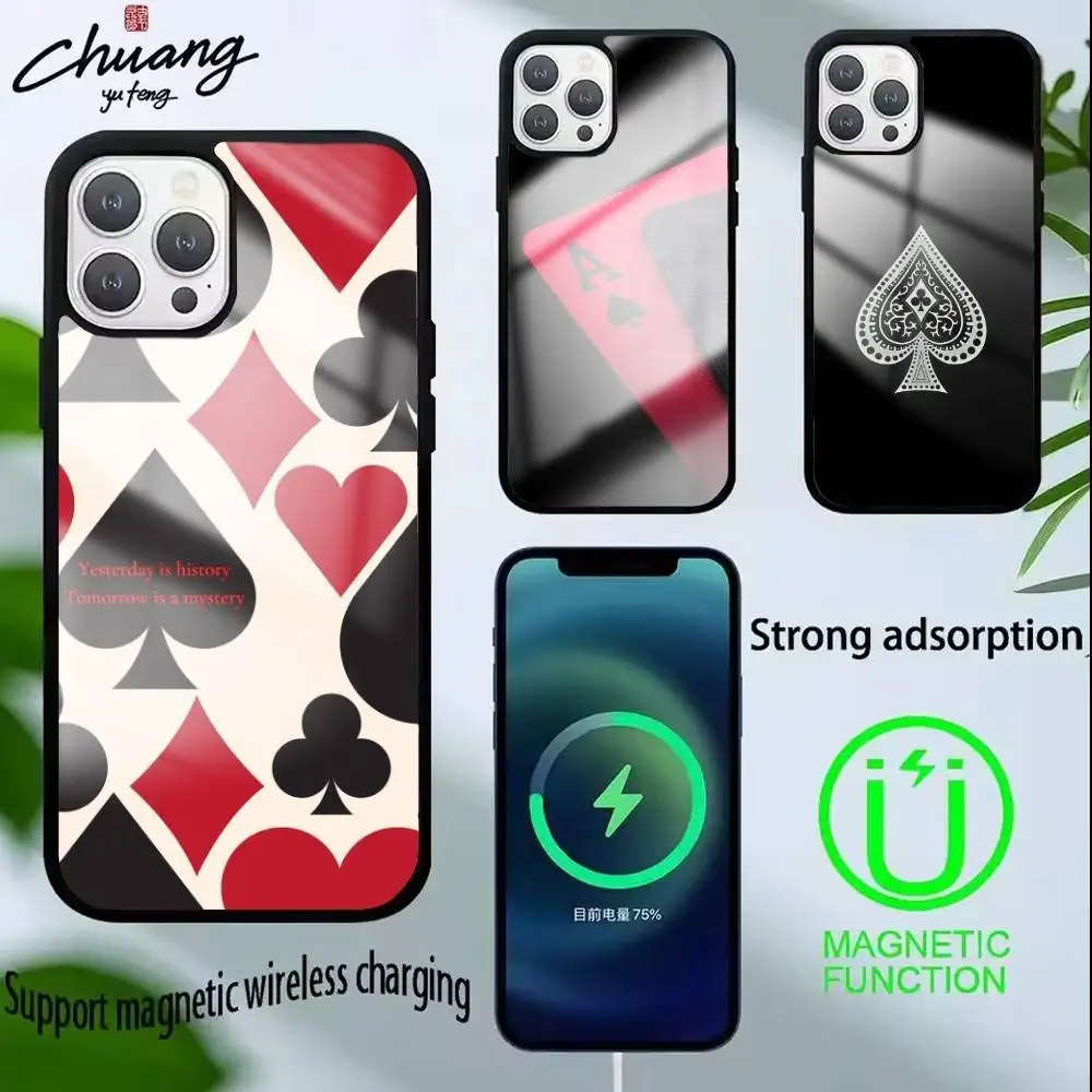 

p-poker Phone Case For iPhone17,16,15,14,13 Plus,Pro Max Magnetic For Magsafe Wireless Charging