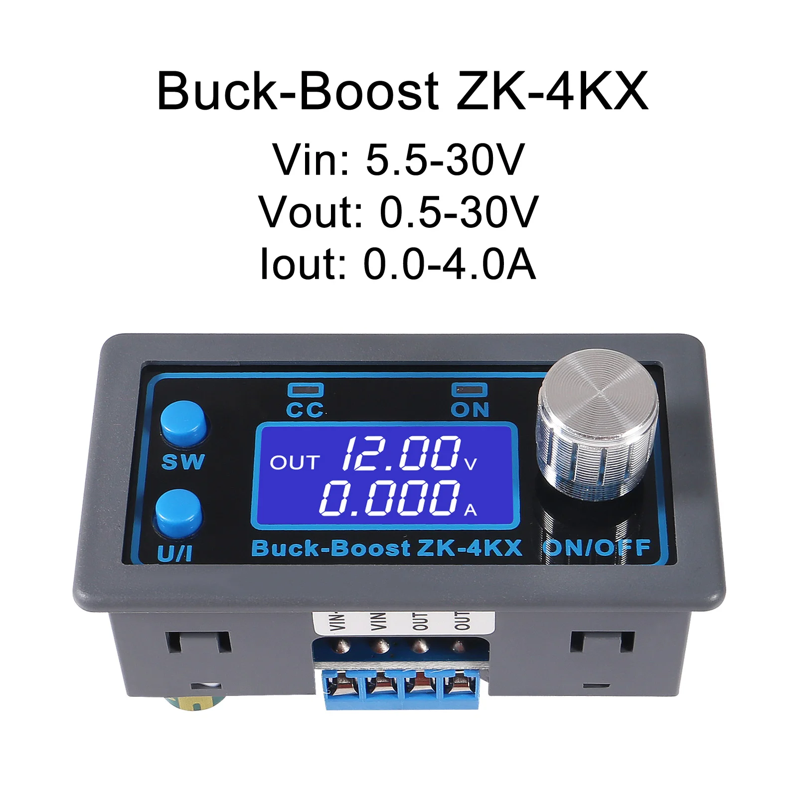 ZK-4KX DC Buck Boost Converter DC CV 0.5-30V 4A Power Module Adjustable Regulated Power Supply For Solar Battery Charging