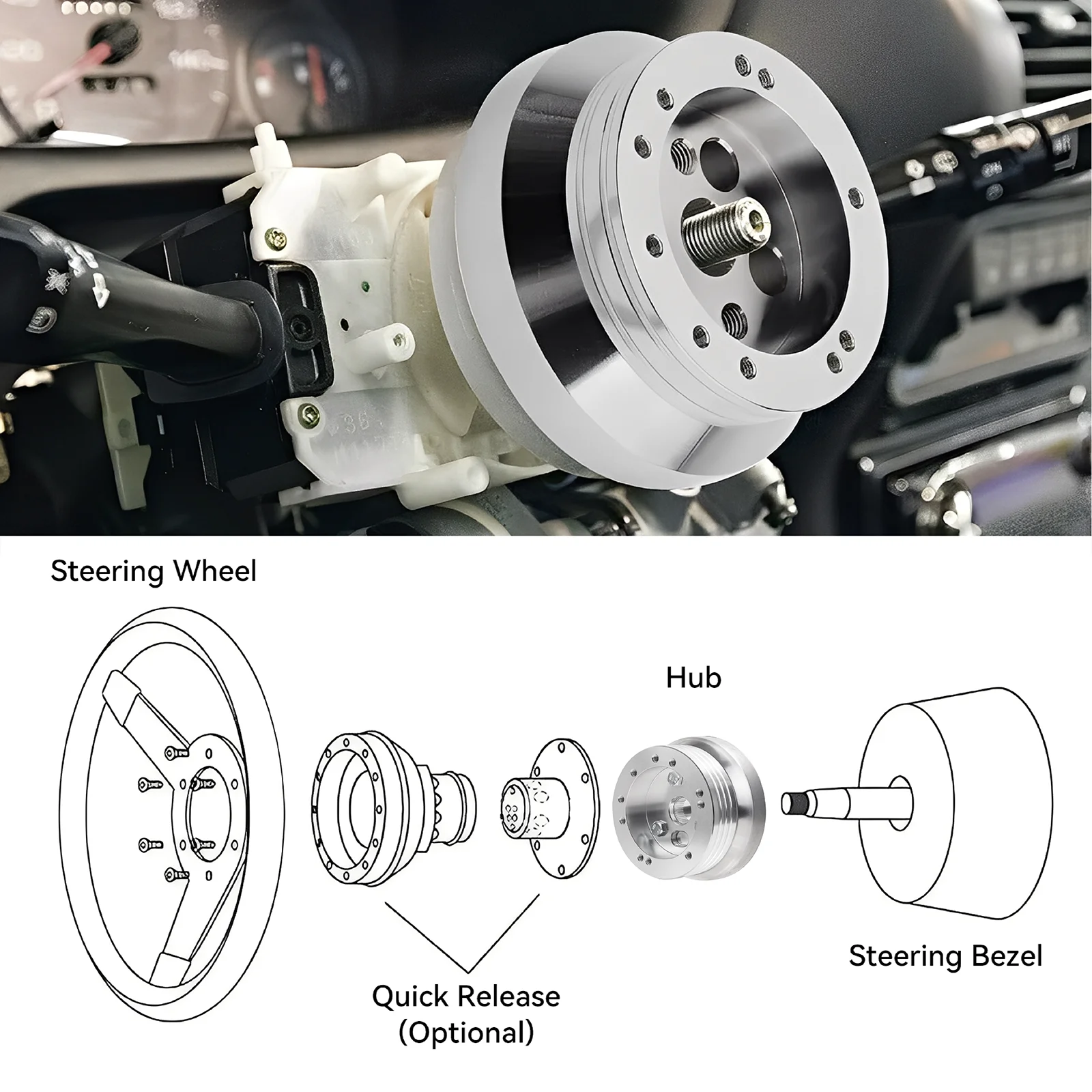 5 & 6 Hole Automobile Steering Wheel Hub Adapter Polished Short Hub Connector for GM Flaming River Ididit Car Accessories