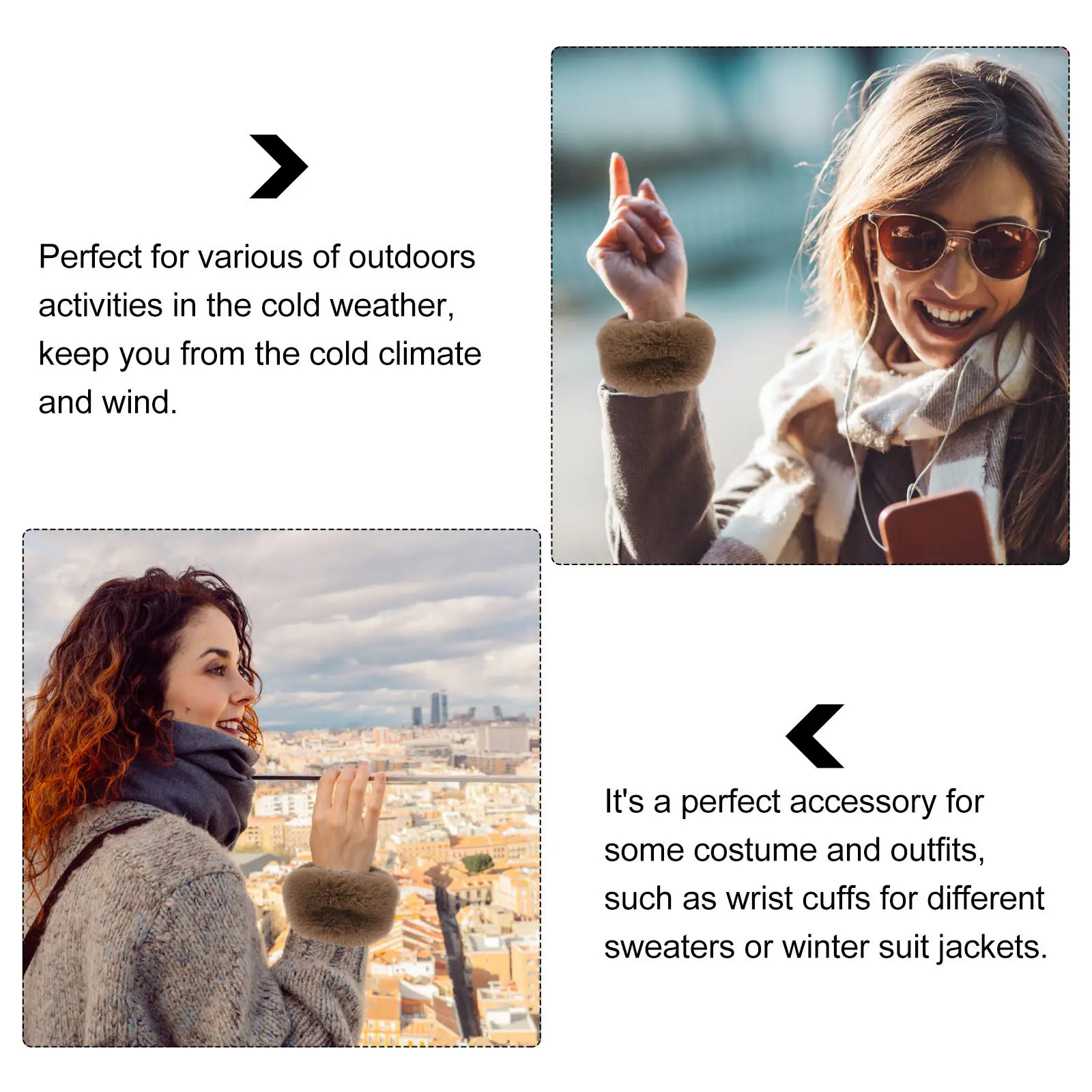 

1Pair Women Winter Short Sleeve Faux Hairy Arm Warmers Wristband Gloves Thick Soft Warmers for Outdoor Cold Weather Accessories