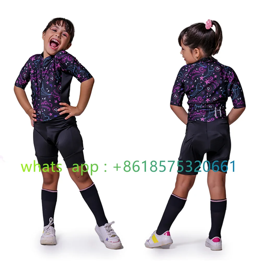 lynce 2023 Kids Cycling Jumpsuit Brazil Short Sleeve Bike MTB Practice Race Skinsuit Children\'s Triathlon Speed Cycling Clothing