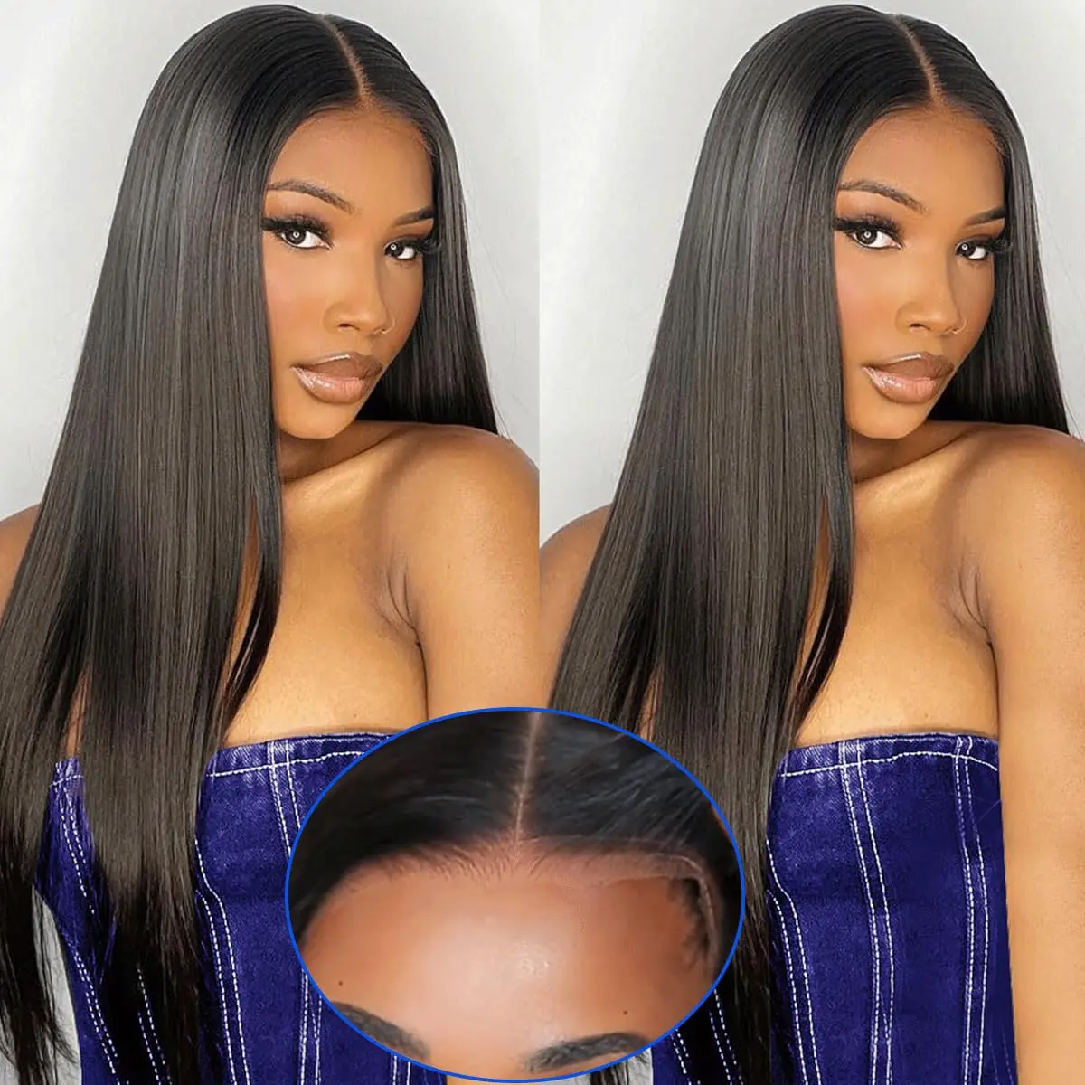 34 Inches Glueless Wigs Human Hair 4X4 Straight Lace Closure Wig Brazilian Glueless Wig Human Hair Ready To Wear For Black Women