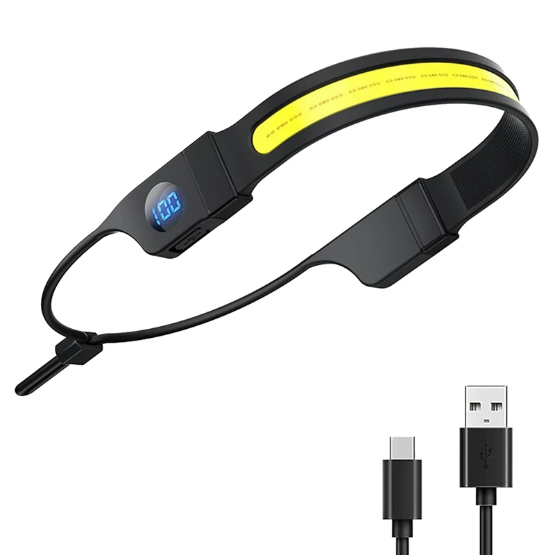 Y42A-LED COB Headlamp Light USB Rechargeable Head Torch Digital Power Dispaly Headlight For Camping Walking Fishing Hiking