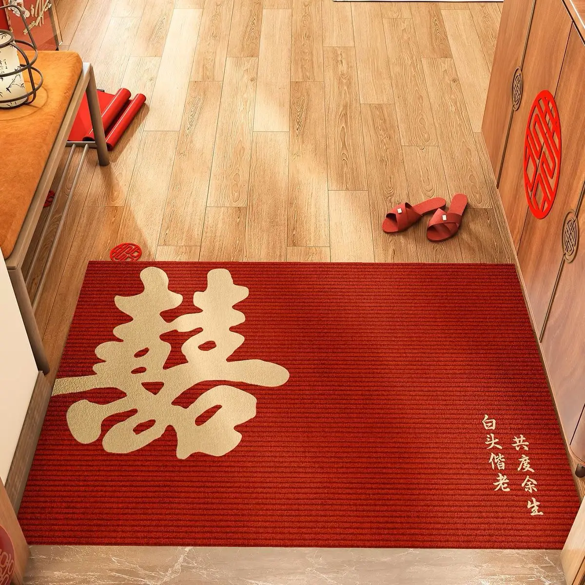 

Современный коврик для входной двери Sle, красный свадебный праздник, атмосфера, домашний декор, ковер, композиция для свадебной комнаты, напольный ковер