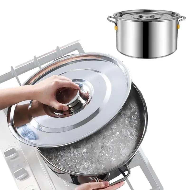 large Stainless steel thick Soup pot with handle lid big pot bucket pail water barrel household chef Grade Cooking for kitchins