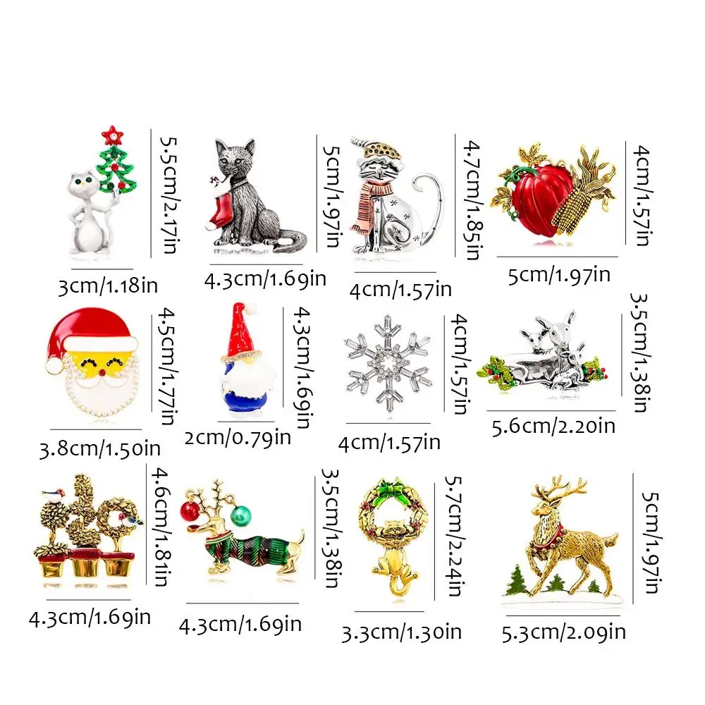 Bros Natal Pin Santa Claus kepingan salju pohon rusa Natal kucing dekorasi Natal bros mode hadiah perhiasan