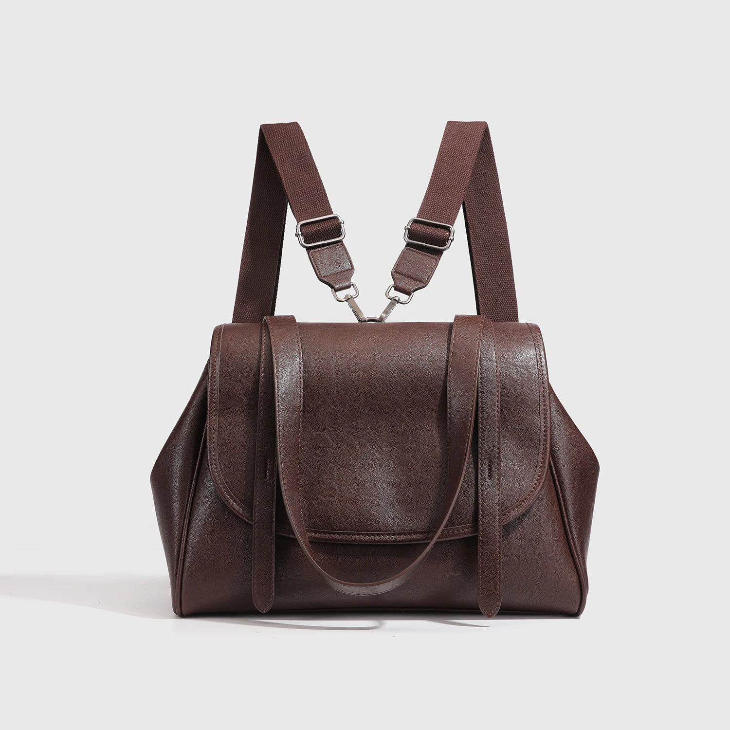 حقيبة ظهر نسائية جديدة موديل 2026 مصنوعة من جلد البولي يوريثان متعددة الاستخدامات بتصميم أمريكي عتيق بسعة كبيرة وبسيطة للتنقل ومقبض ناعم وكتف محمول #4