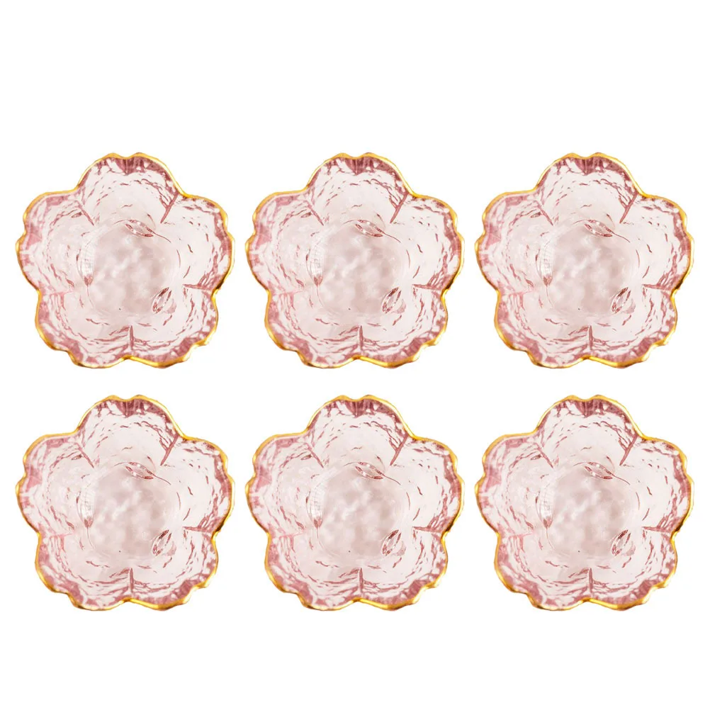 

6Pcs Glass Flower Shape Fruit Plate Perfect for Home Wedding Party Serving Snacks Nuts Dessert Glass Fruit Plate
