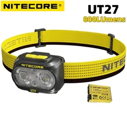 Nitecore-充電式バッテリー付き超軽量ヘッドランプ、ライト屋外ヘッドライト、黄色と白、ut27、トリプル出力、新しい