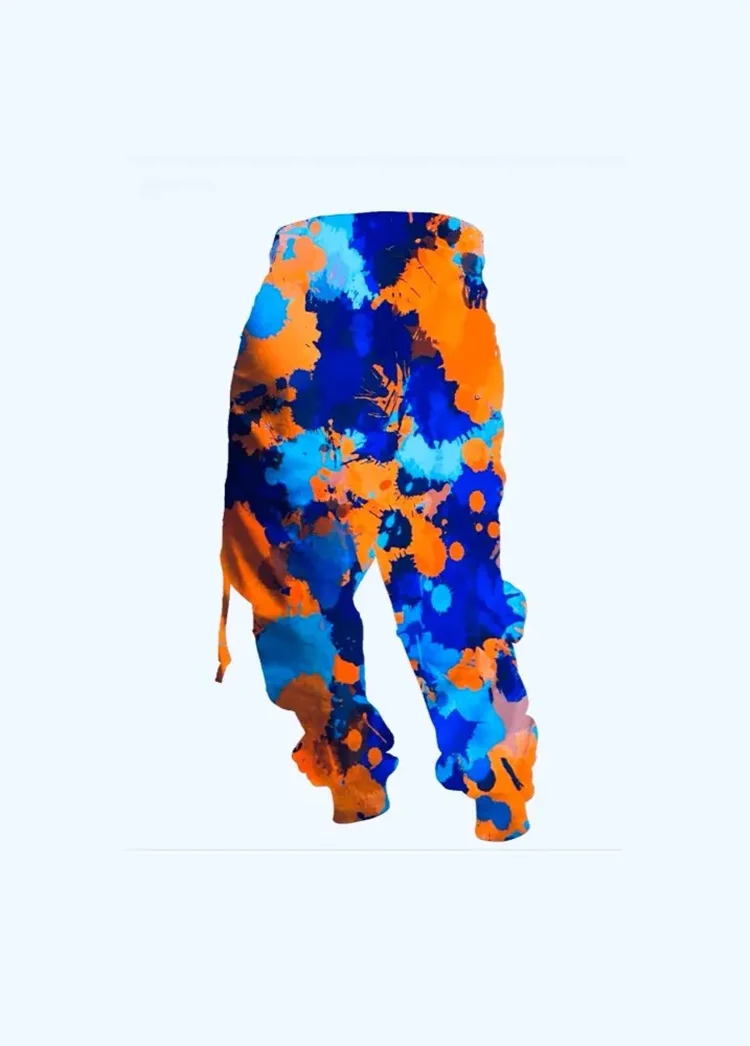 Autumn Winter Tie-dye  Men Jogging Pants  3D Printing Elastic Waist Drawcord Loose Casual  Sports Pants