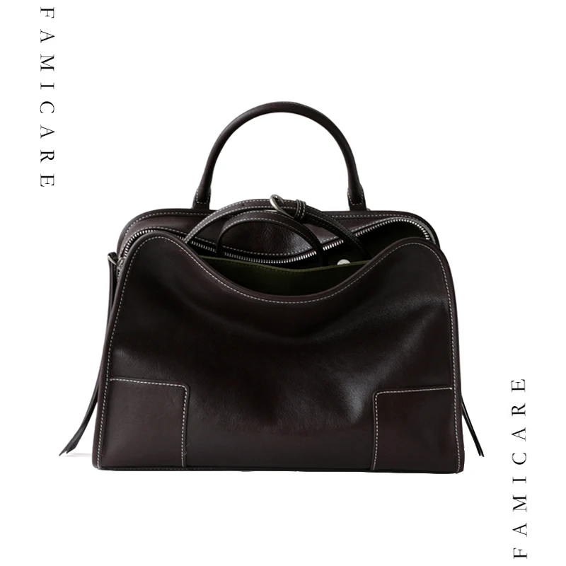 

Fashion Lady Vegetable-Tanned Leather Underarm Bag Minimalist Design Genuine Leather Shoulder Bags Women Casual Crossbody Bag