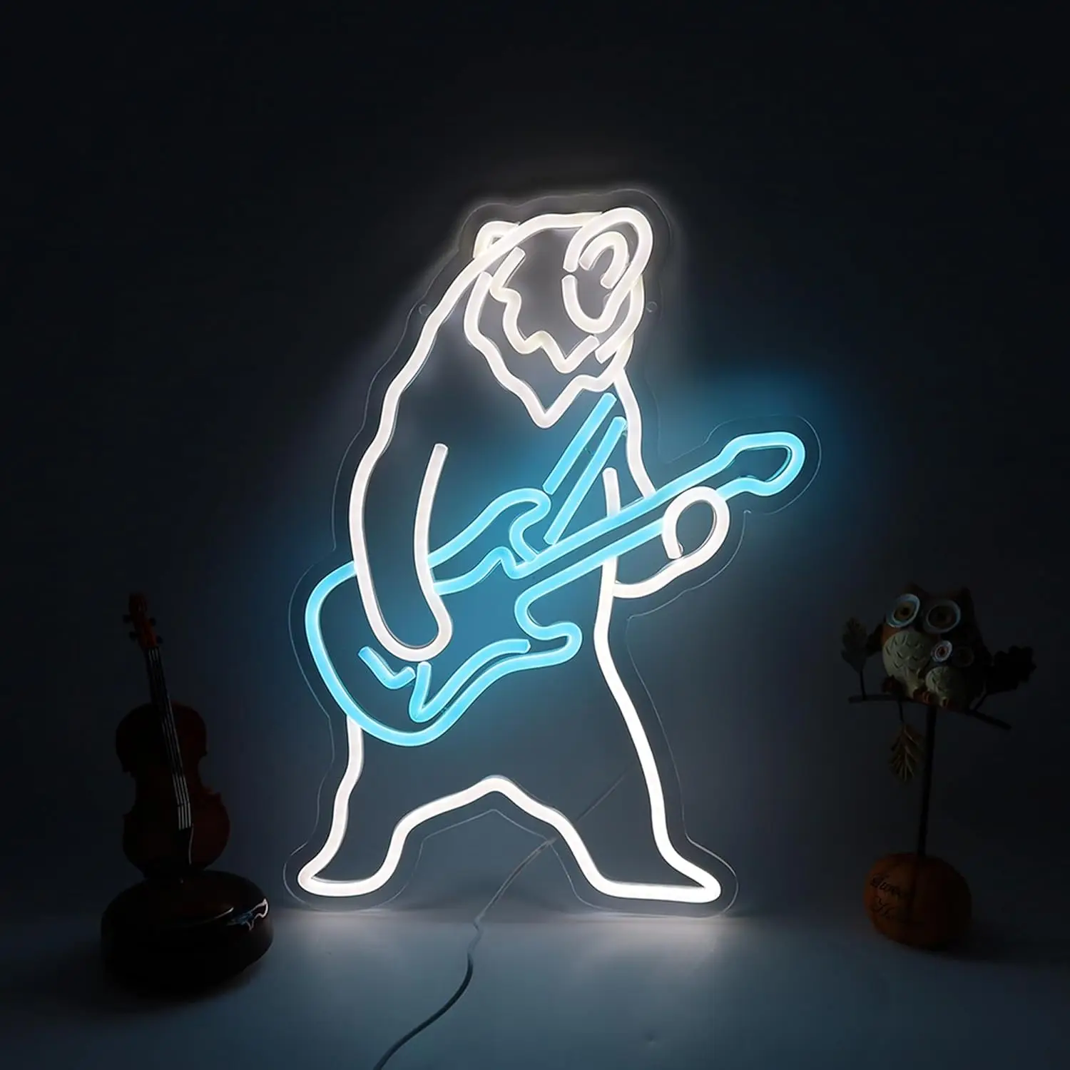 

Bear Guitar Neon Light Decor Sign,Loft Style DIY Neon LED Sign Wall Art Industrial Wind Home Bar Decoration