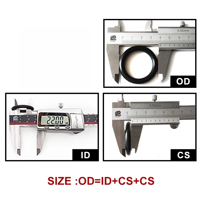 حلقة إغلاق EPDM على شكل حرف O OD5-50mm CS2/2.5/3mm مقاومة الأحماض والقلويات مقاومة الماء باللون الأسود في المخزون