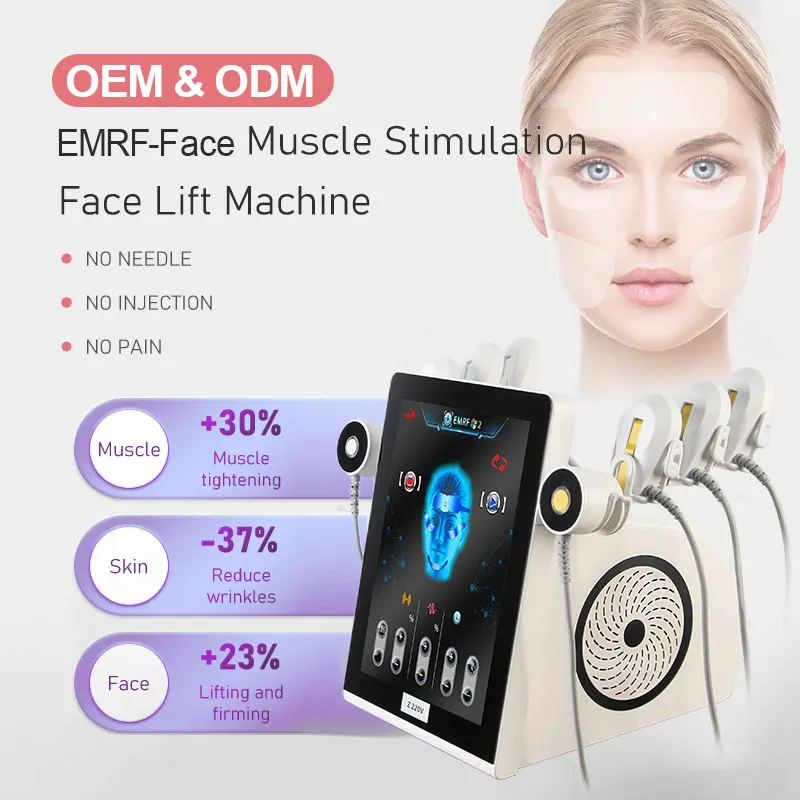 6 Handle EMS Facial Sculpt EMRF V line Facial Lifting Machine RF Skin Tightening Wrinkle Removal Ems PE Face Massager Machine