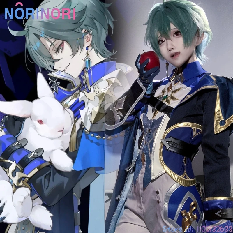 

Genshin Impact Lohen Unisex Cosplays Full Set Uniforms + Wig + Props + Earrings + Pants Halloween Gift Costumes Adults disfraz