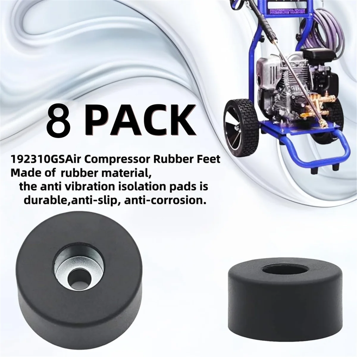 AA98 8 PACK 192310GS Air Compressor Isolator Pads, Replacement Rubber Isolator Feet 094-0026, E106661,D091007 for Compressors
