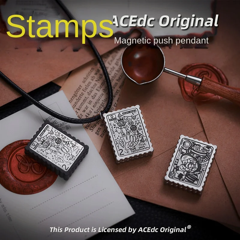 

ACEDC stamp magnetic push ACEdc pendant coin pendant fingertip gyro metal decompression toy